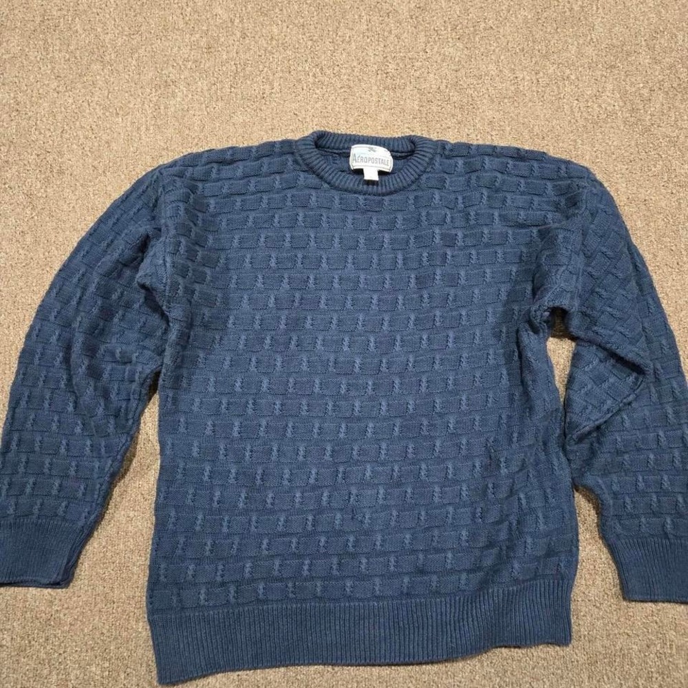 Vintage Aeropostale Knit Sweater XL — USA Made‎ Retro Navy Texture